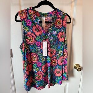 Colorful Floral Sleeveless Blouse